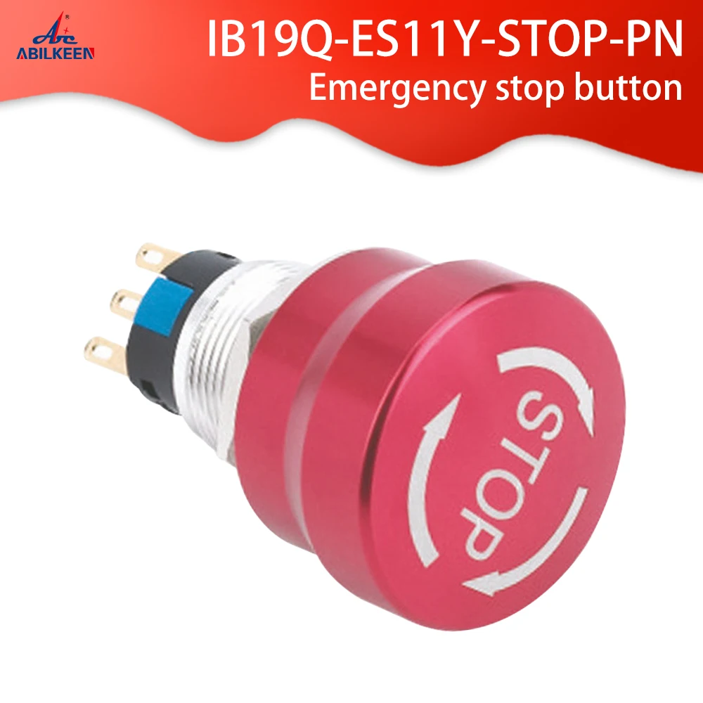 

5pcs/Lot 19mm mushroom head metal waterproof IP67 emergency stop button switch with STOP logo