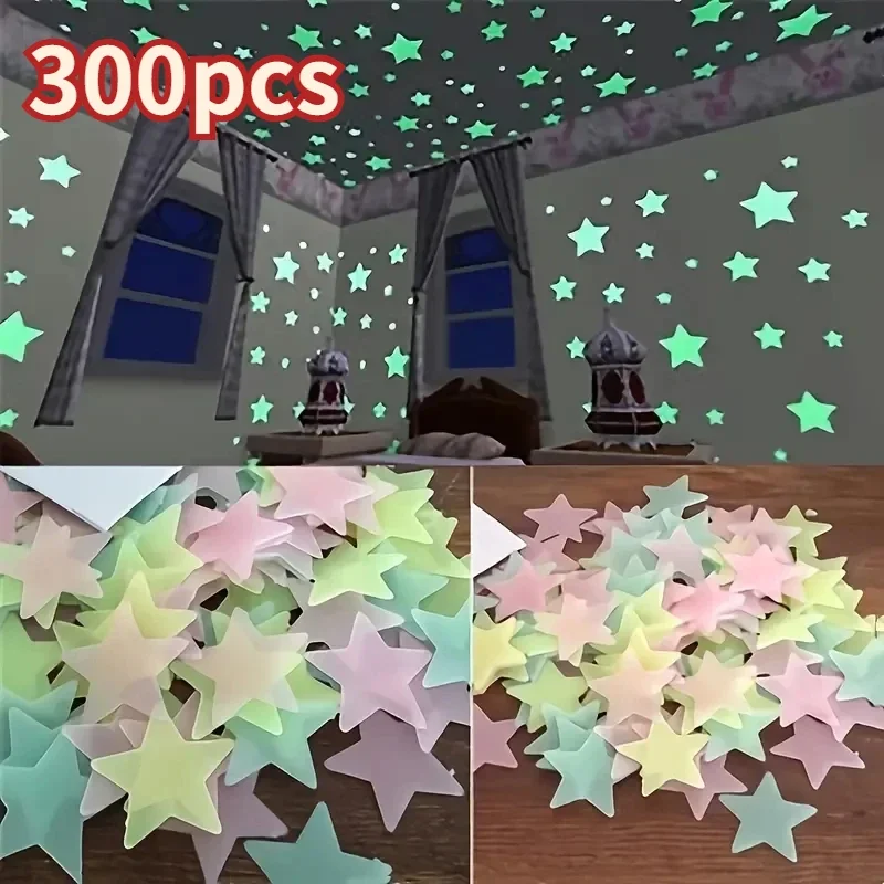 Luminous Fluorescent Wall Stickers 3D Stars Glow In The Dark Wall Stickers For Kids Baby Room Bedroom Ceiling Home Decor