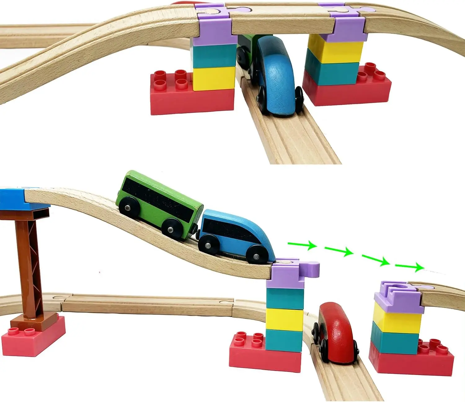 Accesorios para vía de tren de madera, conector de vía de madera de 30 piezas, compatible con todas las principales marcas, vía de tren de madera, Birt de Navidad