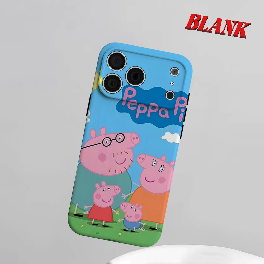 Capa de Celular 2 em 1 Peppa Pig para iPhone 17 16 15 14 13 Pro Max Air 16e INS Flower, Capa Protetora Rígida de PC com Bumper