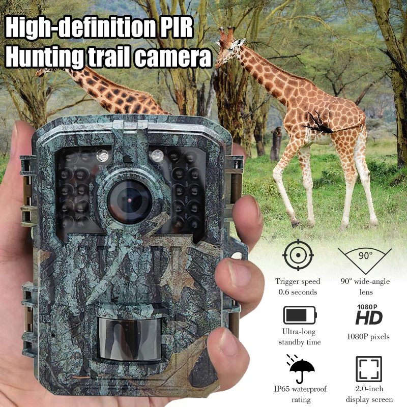 

Mini Hunting Camera 16MP Wild Animal Detector HD Waterproof Monitoring Infrared Heat Sensing Night Vision Outdoor Trail Camera