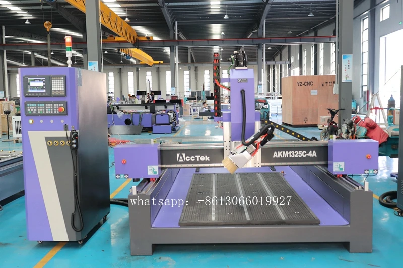 AccTek 4x8 5x10 4 Axis ATC 3d Wood Carving Machine 4th Axis for High 1000mm Z Axis Processing