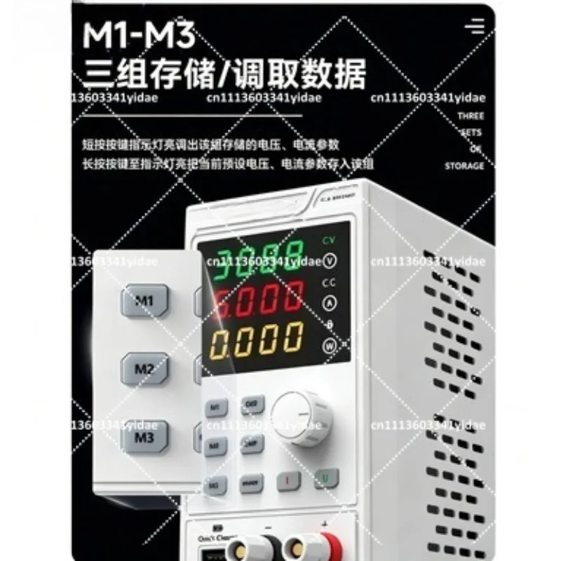 Adjustable Mini Lab Bench Power Supply 4 Digit Display, DC Regulated Voltage Memory Function, 30V 5A
