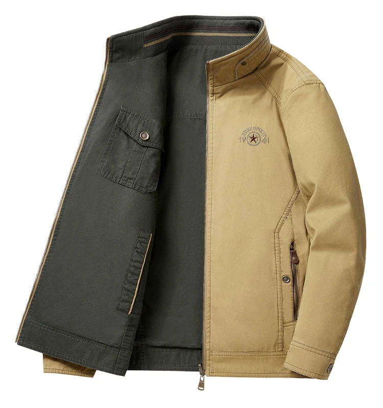 

Double-Sided Wear Cotton Waed Stand Collar Jaet Loose Fit Large Size Casual Mid-Aged Dad Coat Youth Trend Autumn Winter