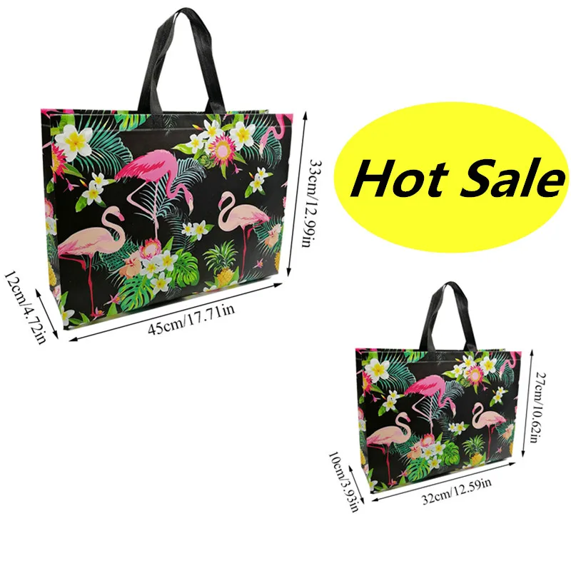 

Hot Selling Eco Shopping Bag Pouch Large Size Travel Flamingo Printed Non-woven Fabric Folding Bag Portable Shopping Storage Bag