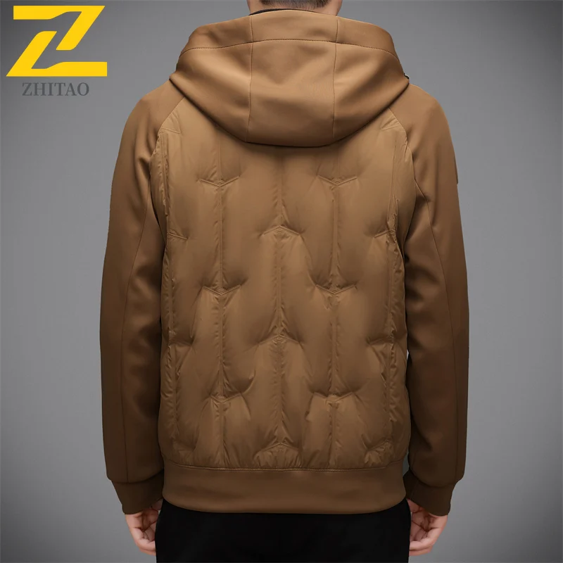 Brand Winter Hooded Down Jacket Men's Trendy Casual Thick Warm 90% White Duck Down Coat Male Sports Ski Windproof Parka 2025 New