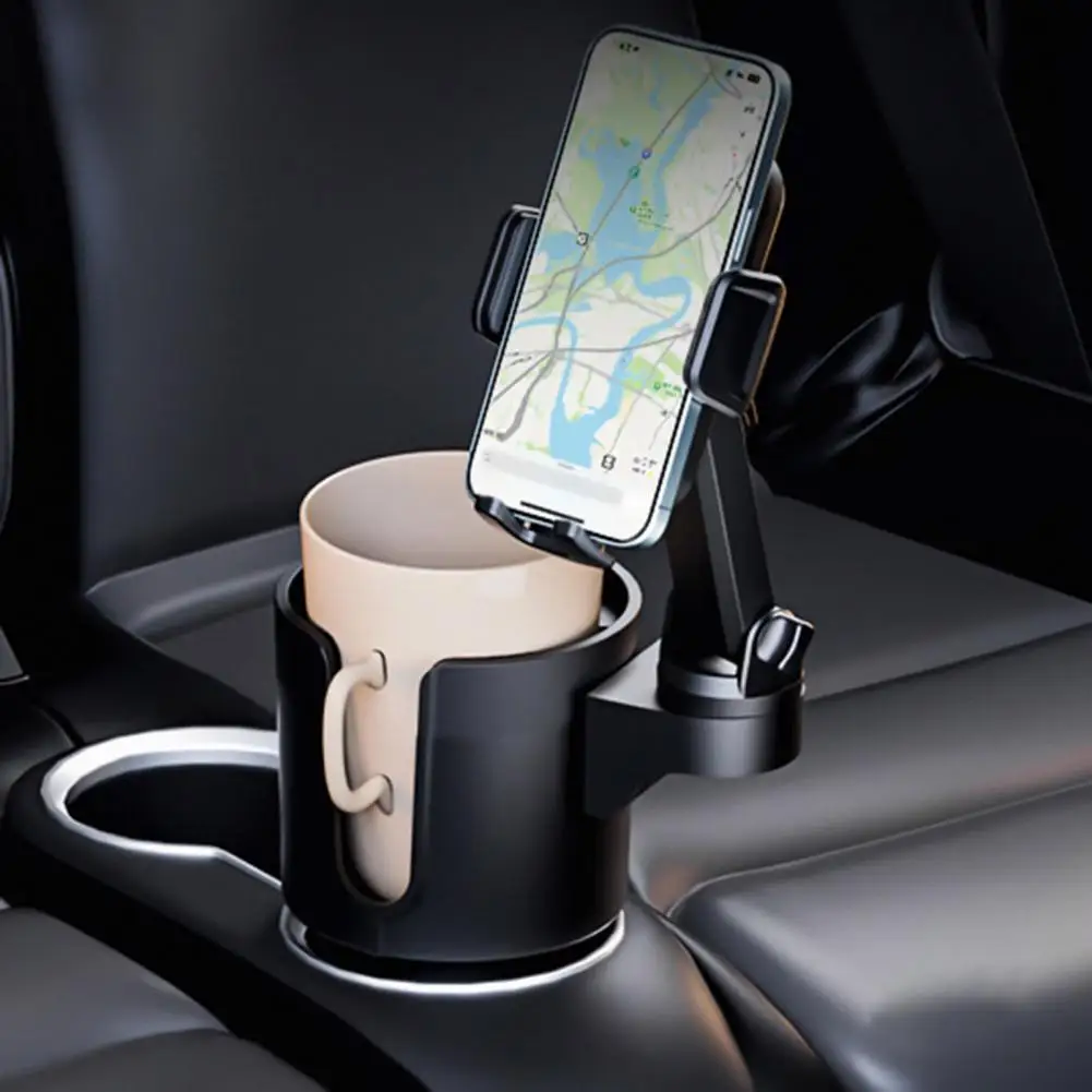 Adjustable Car Phone Holder Universal Cup Holder Phone Mount with 360-degree Rotation Expandable Base for Car 2-in-1 for Drink