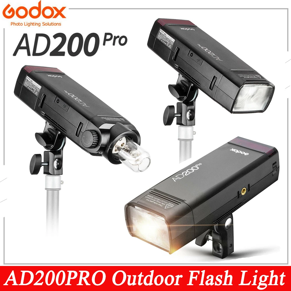 

Godox AD200Pro Outdoor Flash Light TTL 1/8000 HSS with Built-in 2.4G Wireless X System Pocket Flash with 2900mAh Lithimu Battery