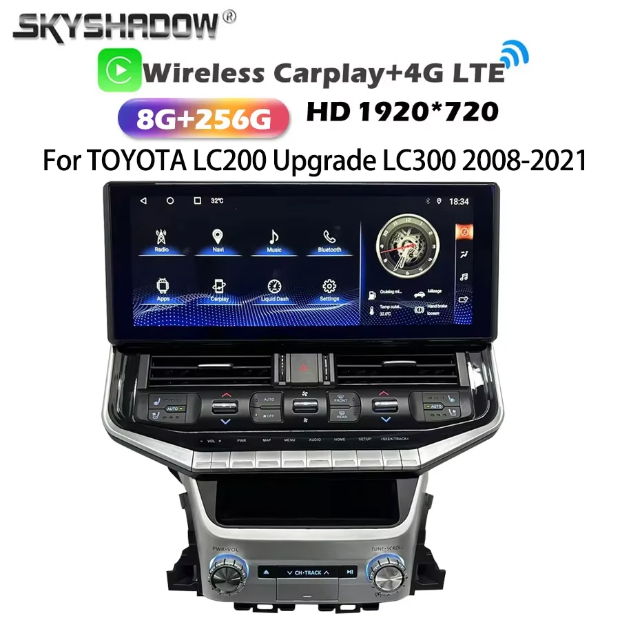 Car Radio For TOYOTA LC200 Upgrade LC300 2008-2021 8G+256G Carplay Auto Android 13.0 360 Camera Car DVD Player GPS WIFI