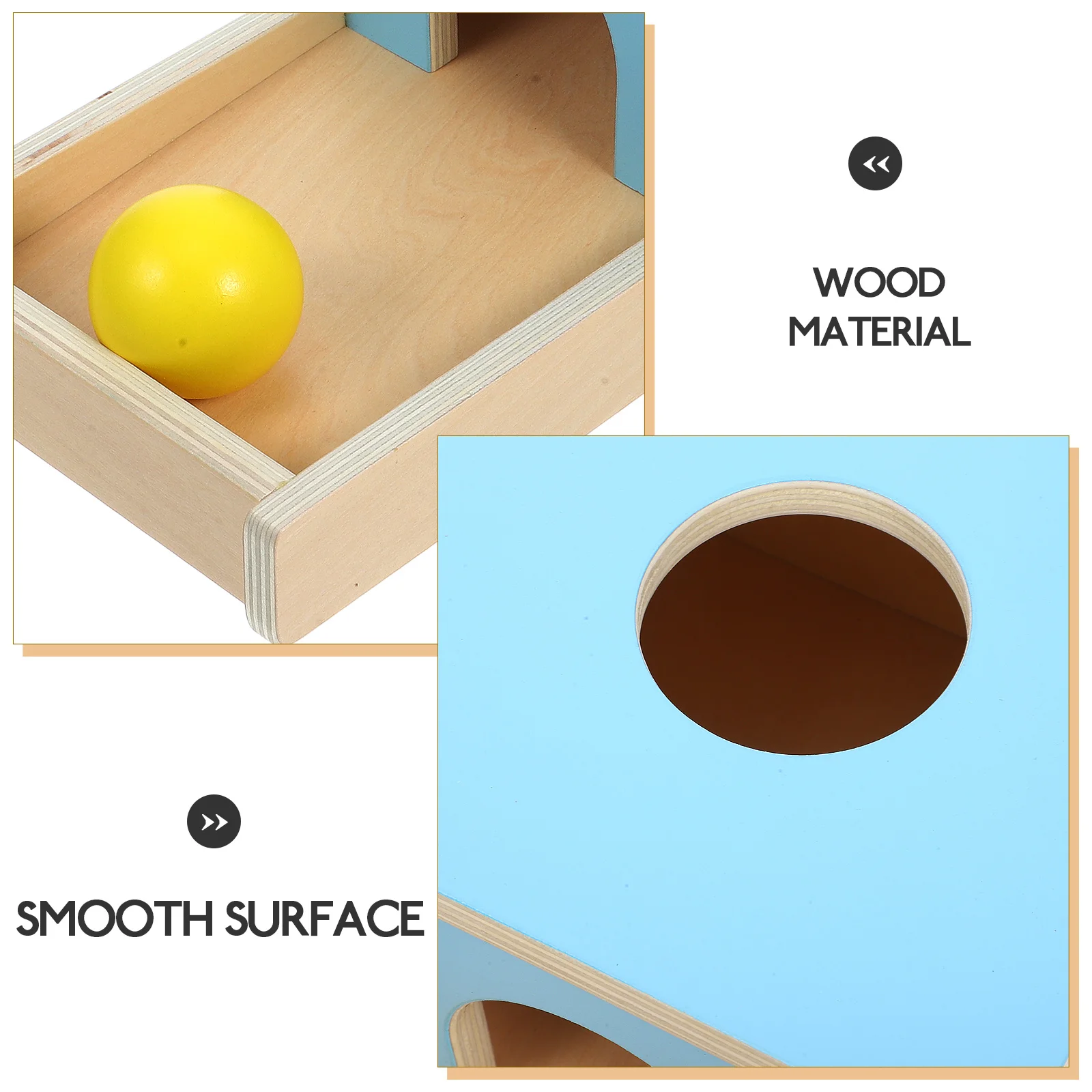 1 set di scatole per palline di legno che cadono il giocattolo migliora le abilità motorie per bambini che afferrano la superficie liscia per bambini sensoriali