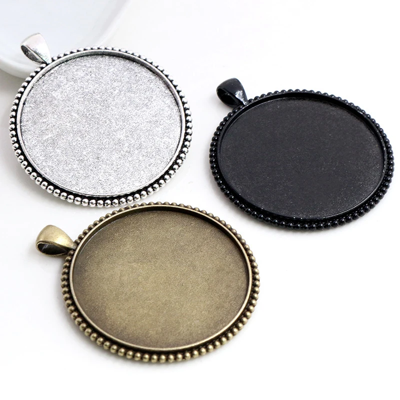 5pcs/lot 40mm Inner Size Antique Bronze and Silver Plated Black colors plated Fashion Style Cabochon Base Setting Charms Pendant