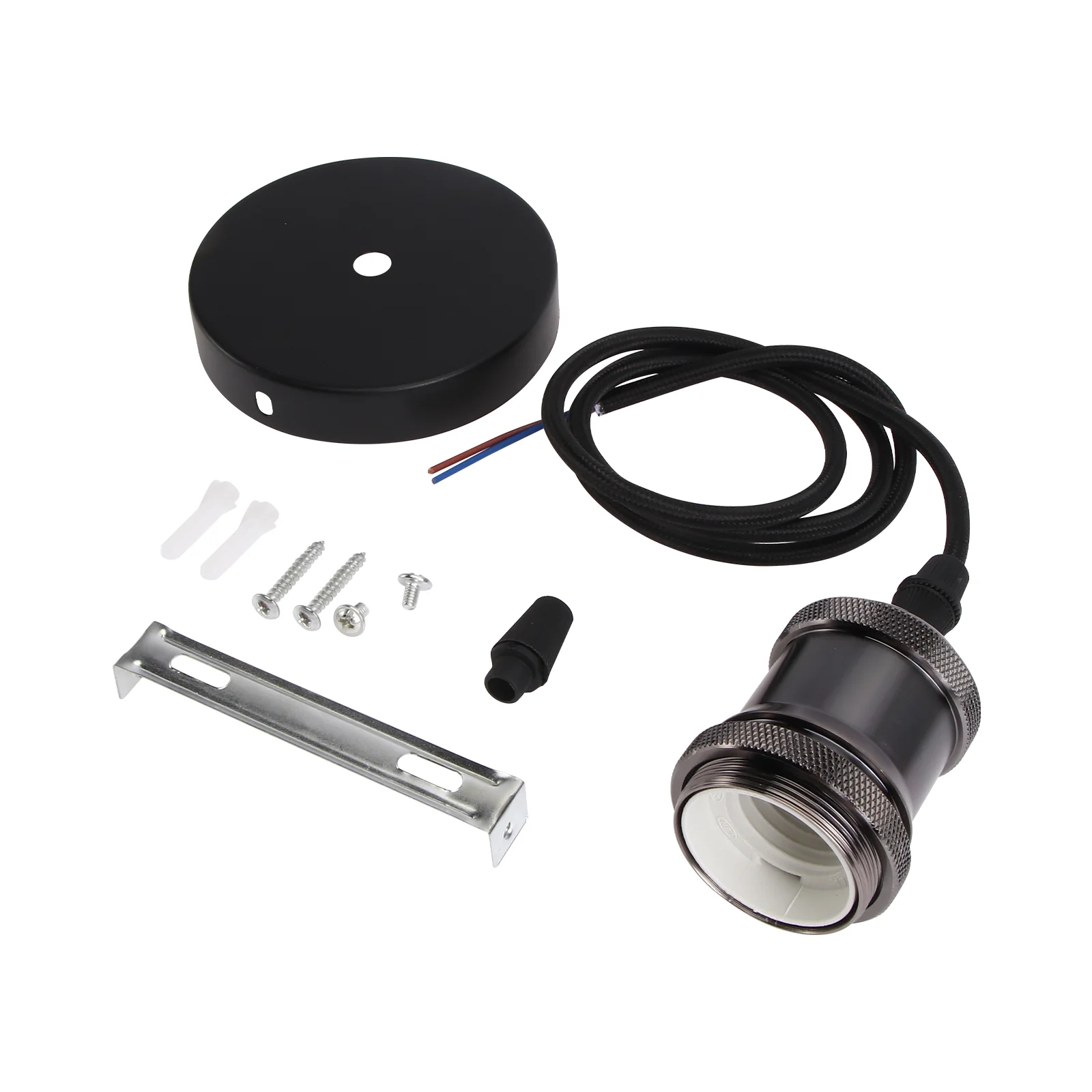 

Retro Pendant Lamp Holder Black Hanging Wire E27 Socket droplight holder ceiling lamp holder high quality easy install lighting