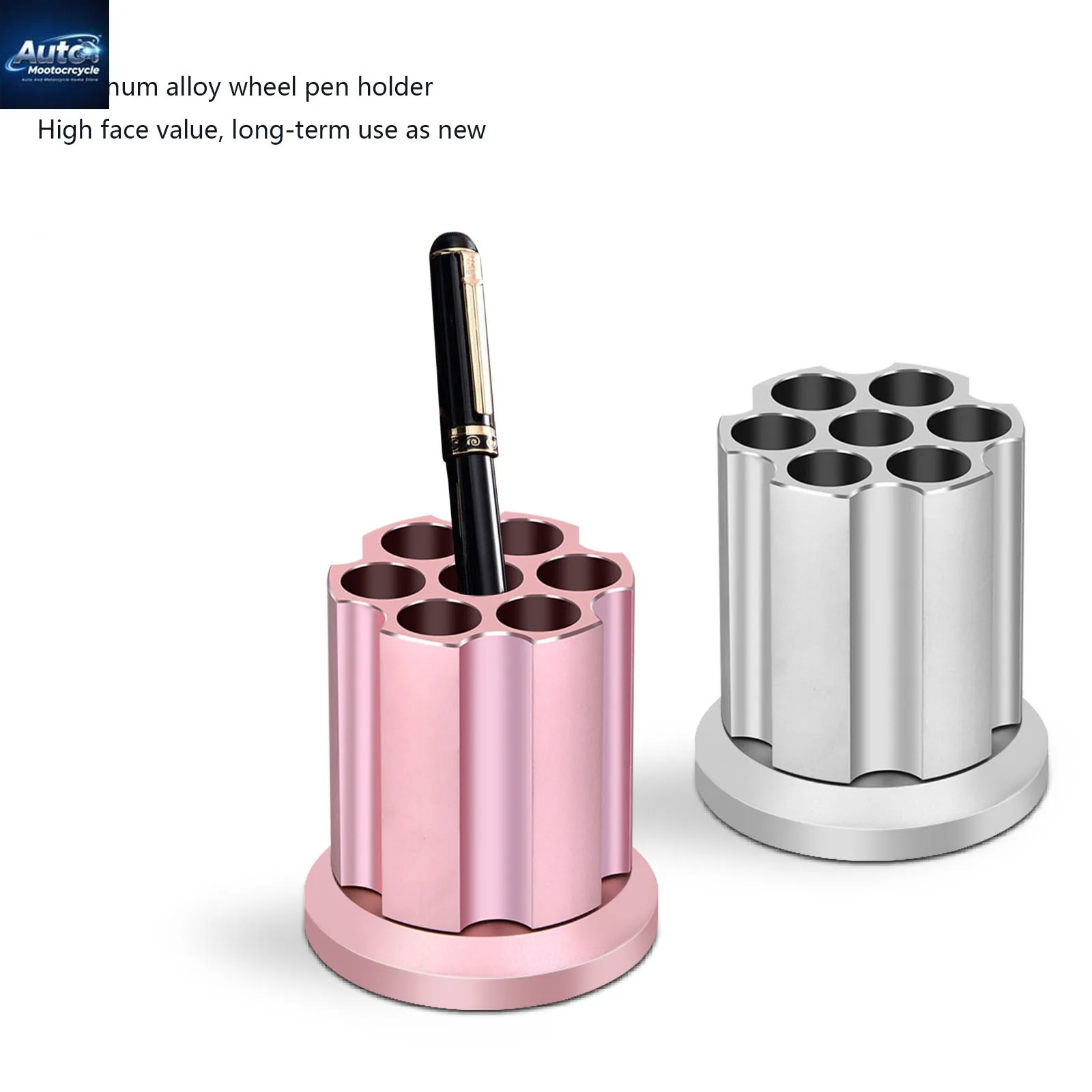 1PC Cylinder Pen/Pencil Container Aluminum 7-hole Revolver Metal Rotate Pen Holder 360 ​​Degrees Spin Gift Decorate