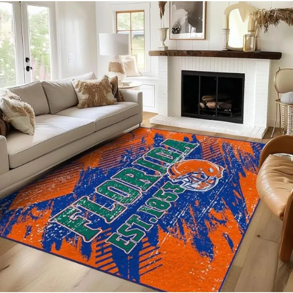 Florida Rugs Bedroom Living Room Football Carpet Non-Slip Machine Washable Area Rug for Boys and Man Cave Home Decoration