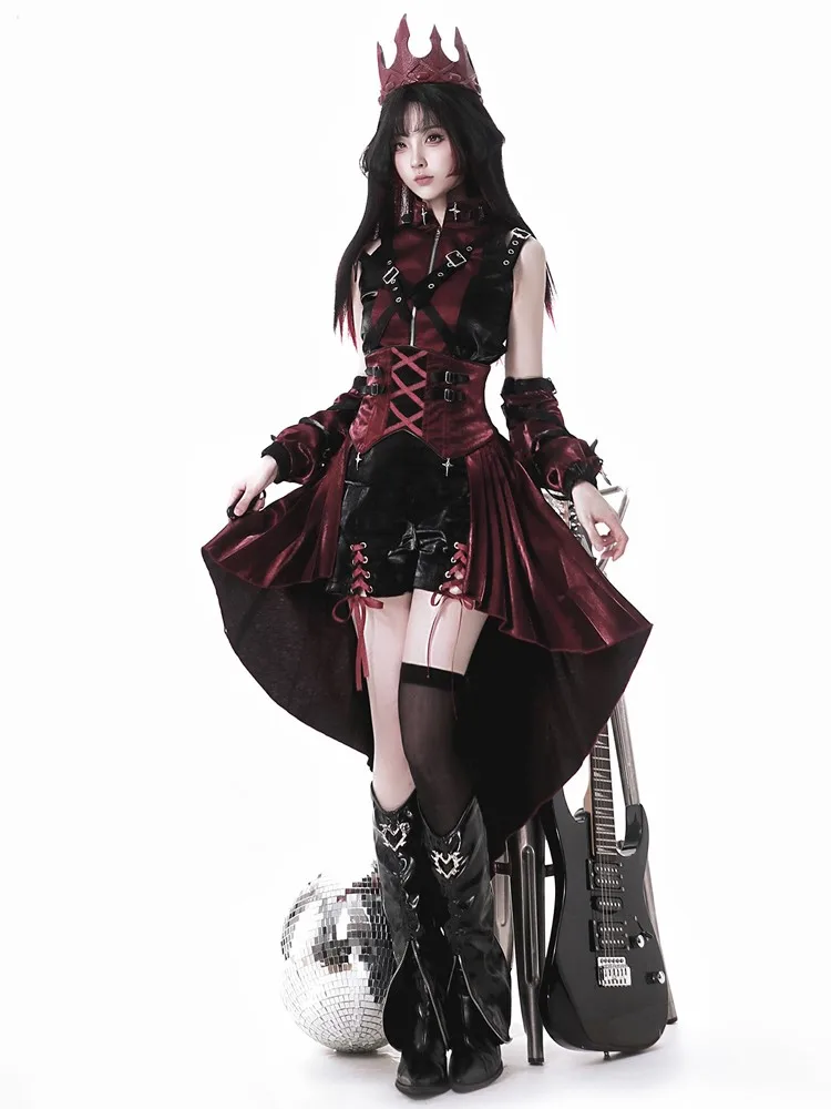 

Dark style punk sweet and cool slicked-back dress set