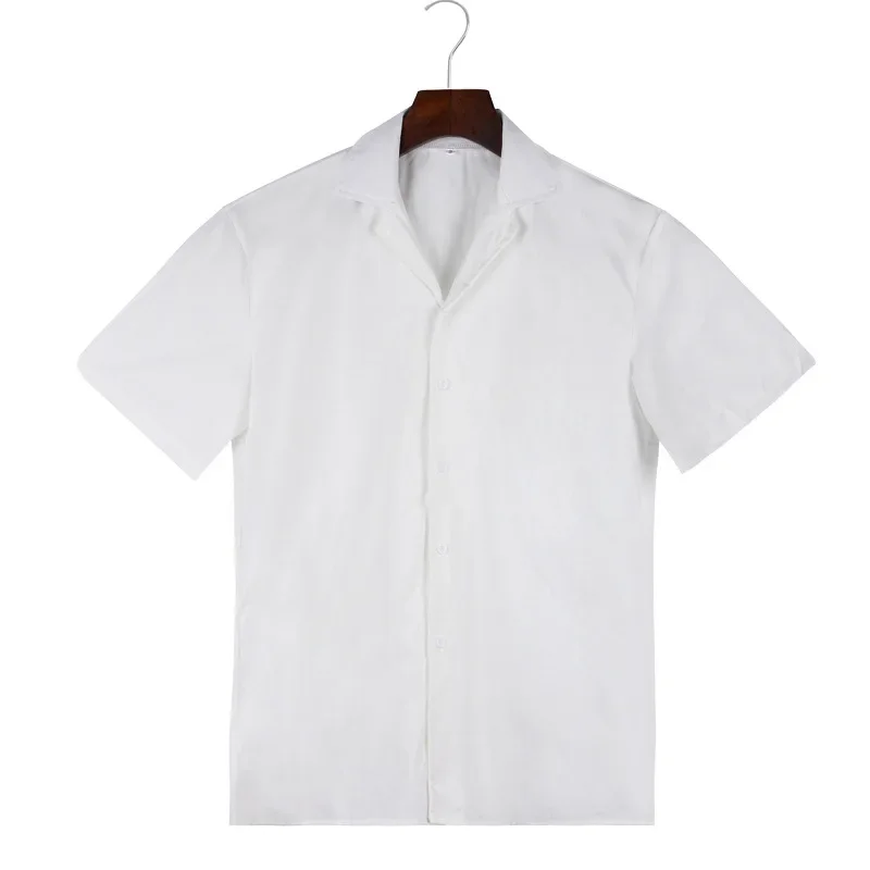 New Cotton and Linen Men's Shirts Loose and Casual Cuban Collar Short Sleeved Shirt Comfortable Tshirt