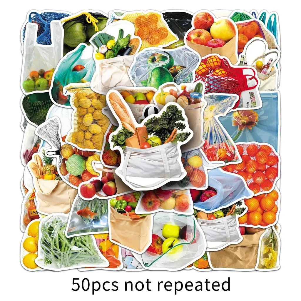 50 Pcs Bagged Realistic Fruit & Vegetable Stickers - Creative Graffiti Decor for Fridges Cars Phones BulingBulingStickers Store