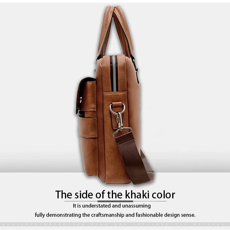 Black Brown Multi Tone Rider Leather Document Bag Double Handles Messenger Bag Fits 14 Inch Laptop Office Travel Essentials