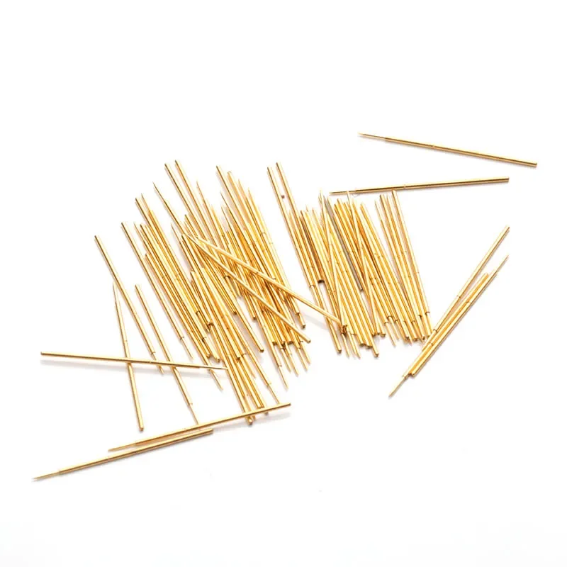 100PCS Gold-plated Spring Test Pin PA048-B Pointed Outer Diameter 0.48mm Total Length 12mm PCB Test Probe
