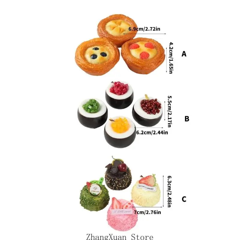 Künstliches Dessertmodell-Set aus PU, Bäckerei-Themendekoration für Regalszenen, Geburtstagsfeiertische, Ladentheken und 3XUF – Detail 6