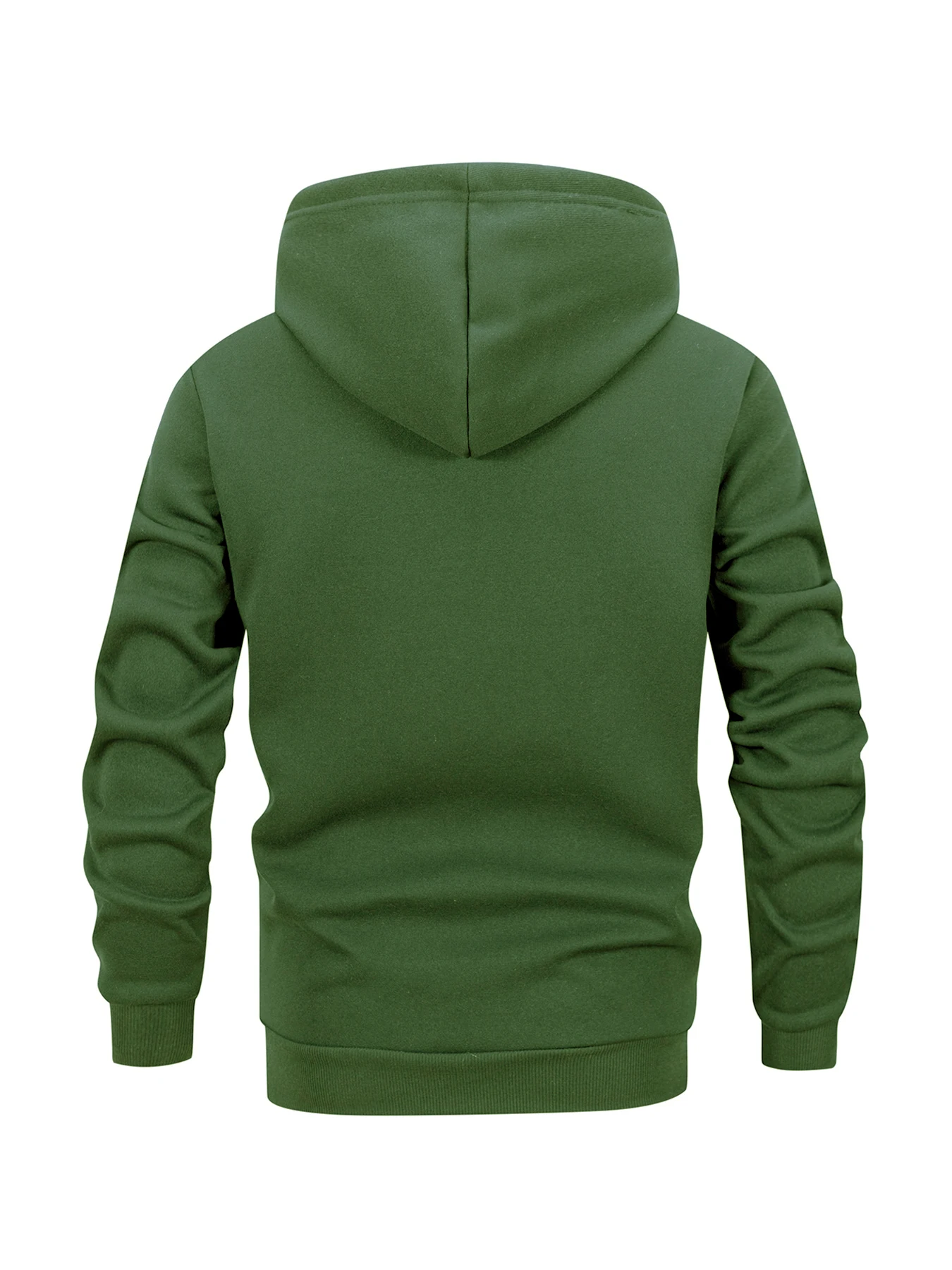 Men Autumn Winter Hooded Coat Full Zip Drawstring Hood Warm Casual Outerwear Rib Cuff Jacket With Front Pockets