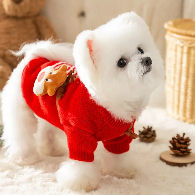 Autumn Winter Dog Christmas Halloween Festive Elk Knitted Sweater Chinese New Year Pet Dog Clothes Dog Sweater Puppy Clothes