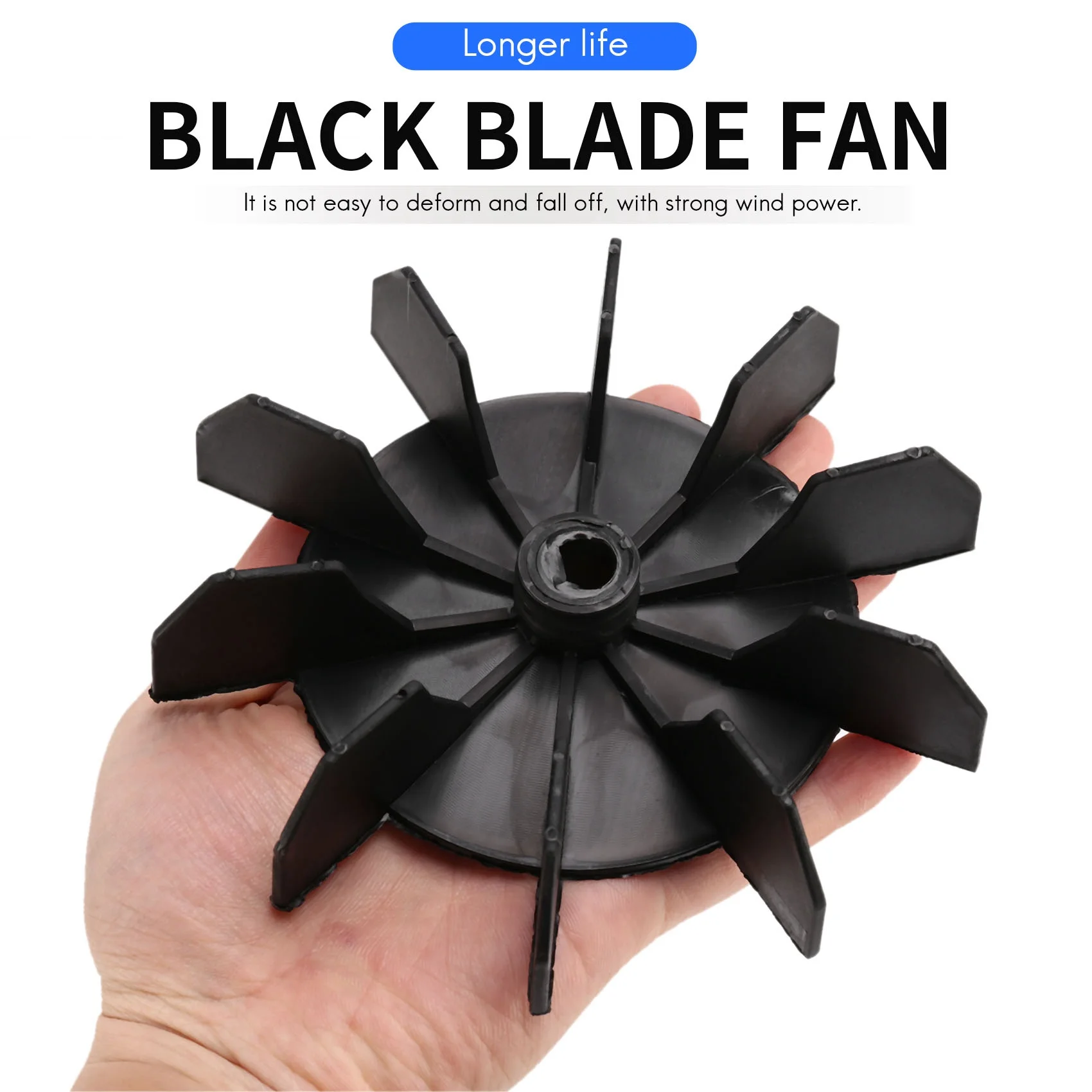 Replacement 0.5" Inner Bore 10 Impeller Air Compressor Motor Fan Blade Black