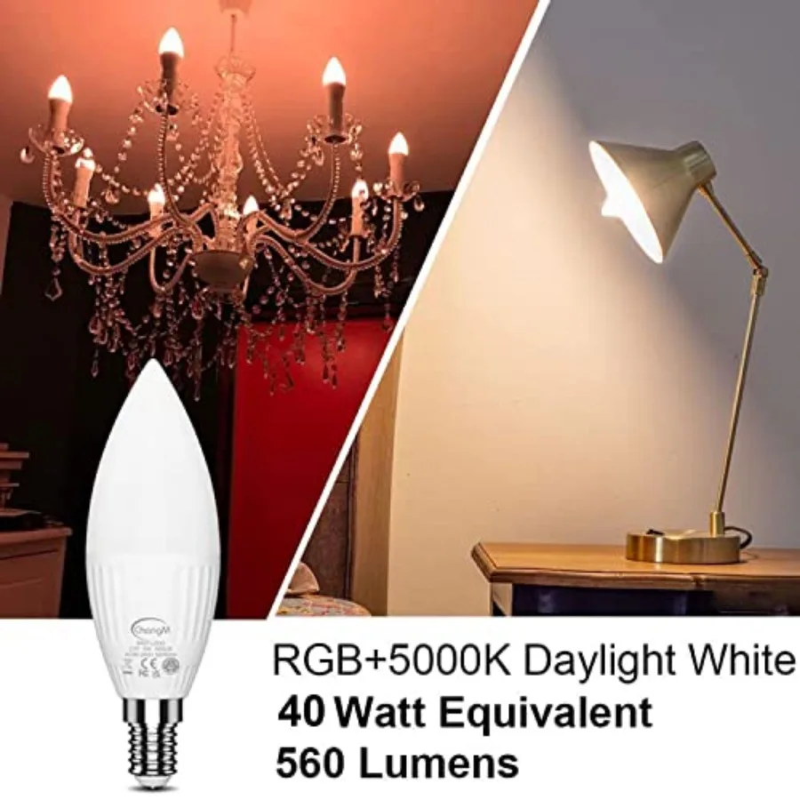 E12 LED Candelabra Light Bulbs 40W Equivalent, B11 Color Changing Candle Bulb with Remote Control, Colored Chandelier Light Bul