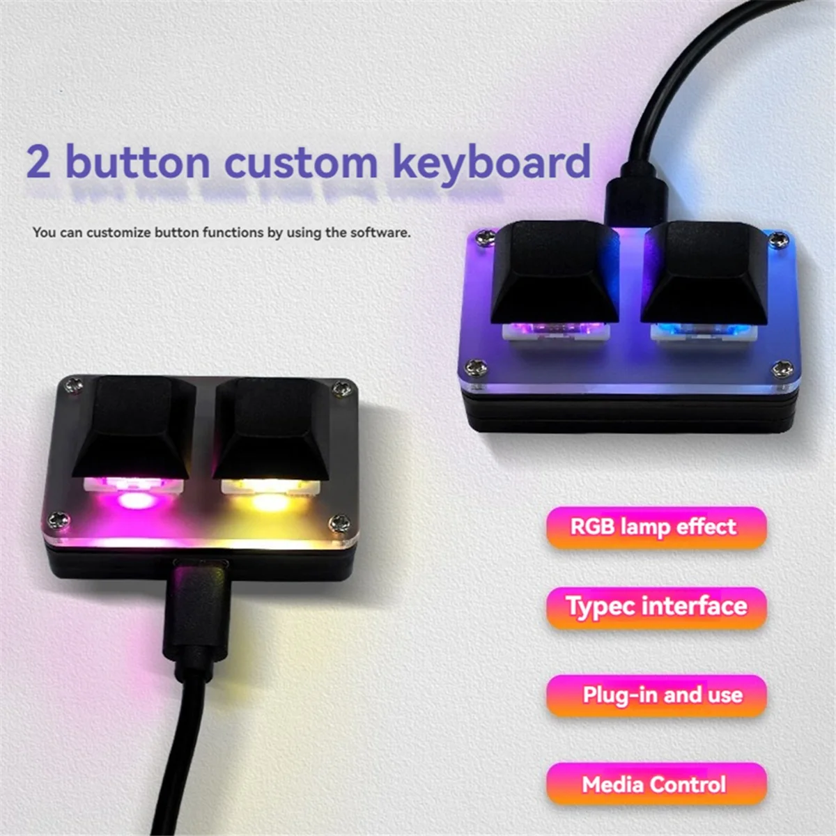 ATP-2 Key Mini Keyboard Copy & Paste Programmable Custom OSU Gaming Mechanical Keyboard with RGB Light