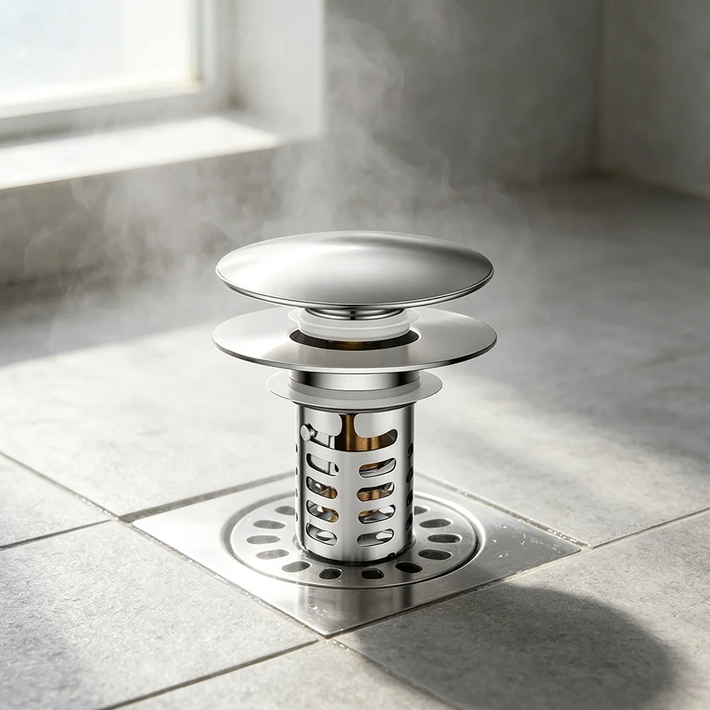 Stainless Steel Drain Stopper with Removable Strainer for Regular Cleaning Fits 30mm 60mm Drain Diameter Range