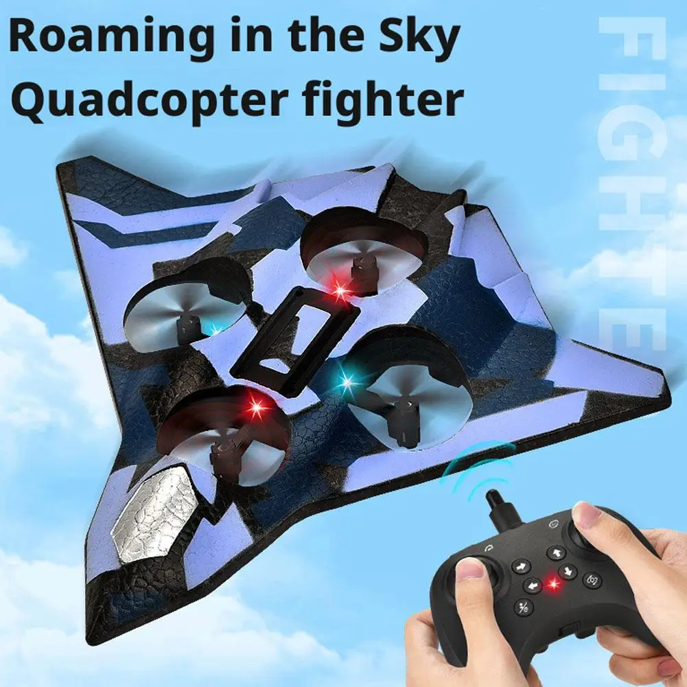 เฮลิคอปเตอร์บังคับวิทยุโฟม EPP แบบมีเซ็นเซอร์แรงโน้มถ่วง ชาร์จไฟได้ มีมอเตอร์สี่ตัว 2.4G พร้อมไฟ