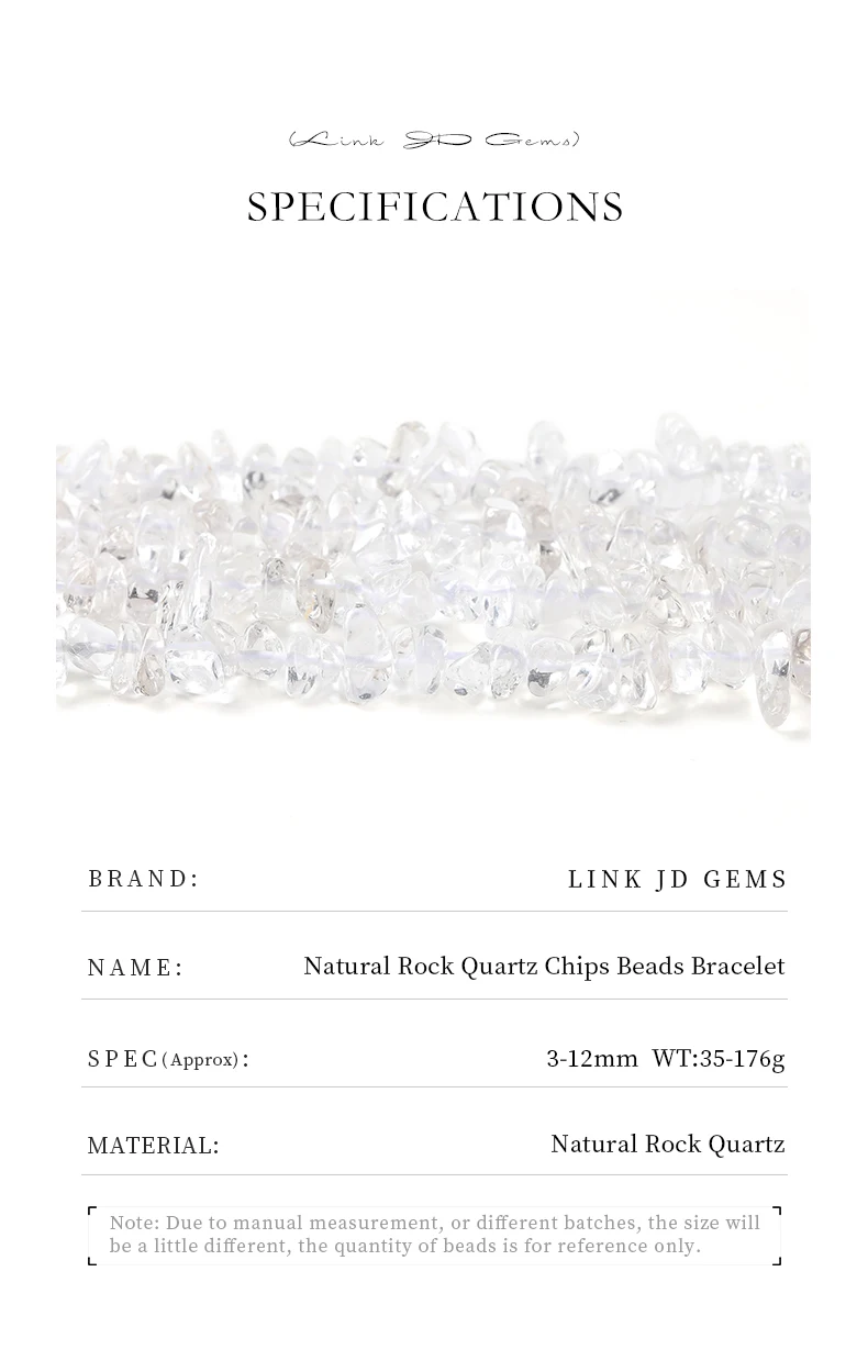 5-8mm Naturstein 40/80cm Unregelmäßige Bergquarz-Perlen Kiesperlen Freiform-Chips Schmuckherstellung DIY Armband Halskette Zubehör – Detail 2