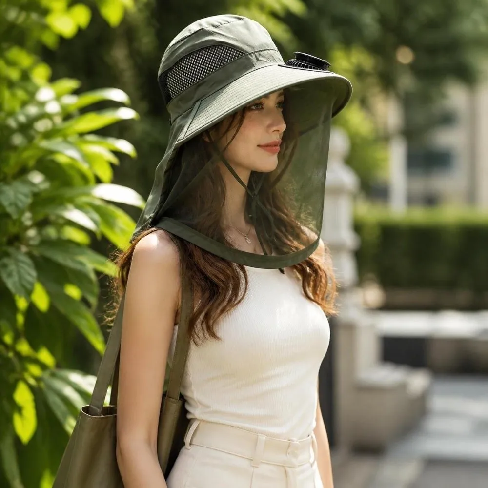 Portable UV Protection Solar Fan Hat Quick-Drying Foldable Fisherman Hat Sun Protection Wide Brim Sun Cap Summer