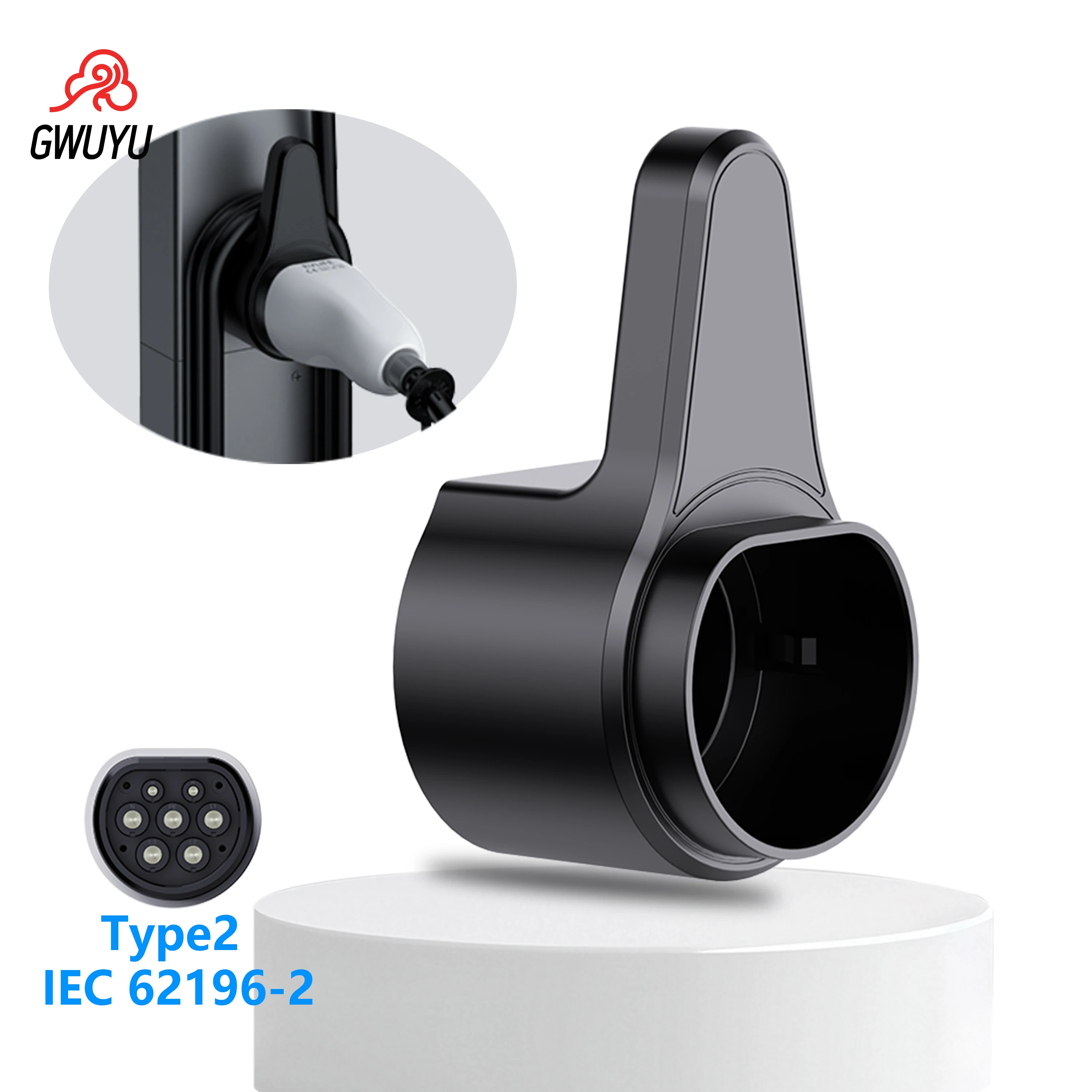 GWUYU EV Charger Plug Holder for Electric Vehicle Type2 Charging Cable Organizer Plug Stand Extra Protection Wallmounted