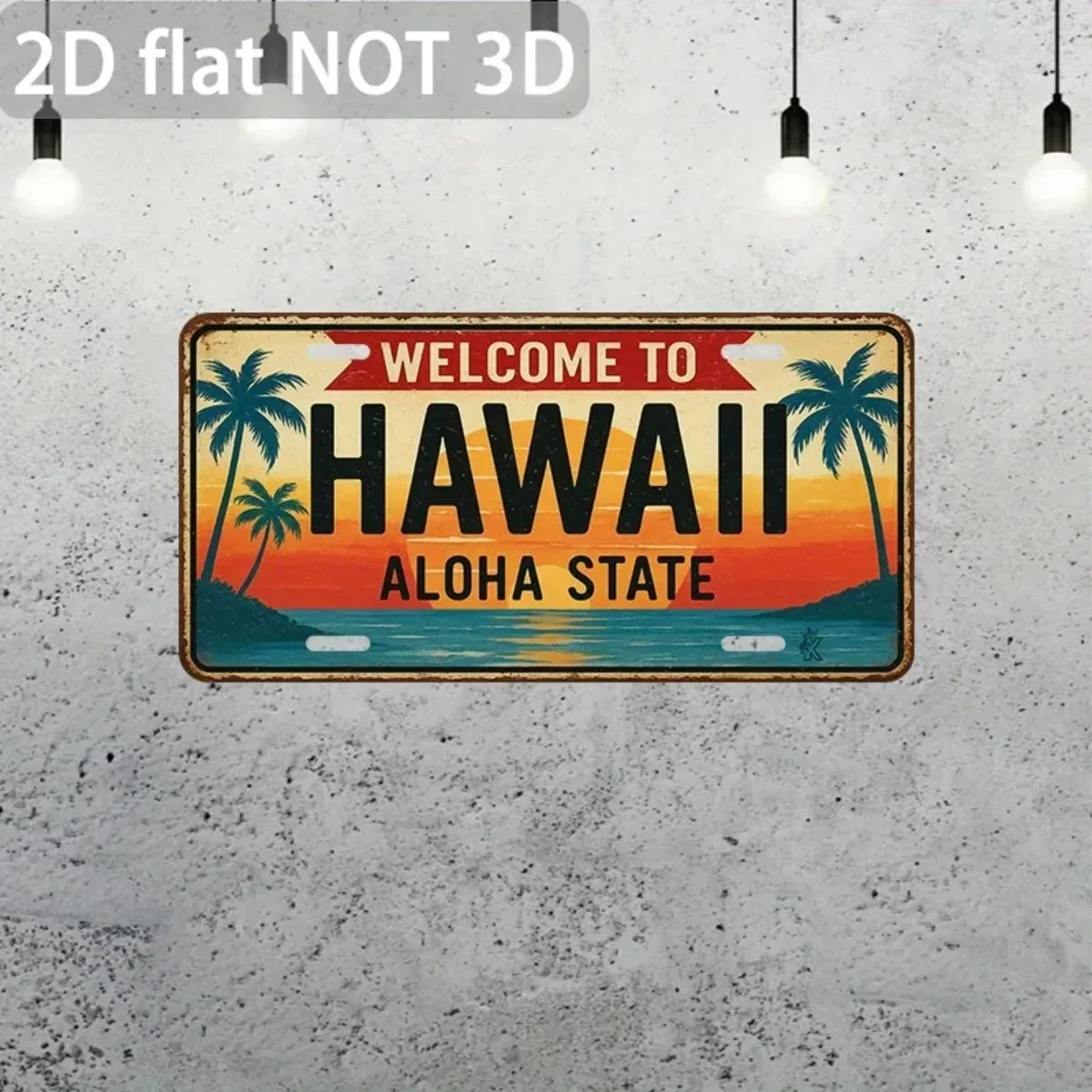 1pc Customizable 2D Flat Hawaii Aloha State Vintage Metal Plaque, Welcome Sign for Household Office Coffee Shop Garage (Decor On