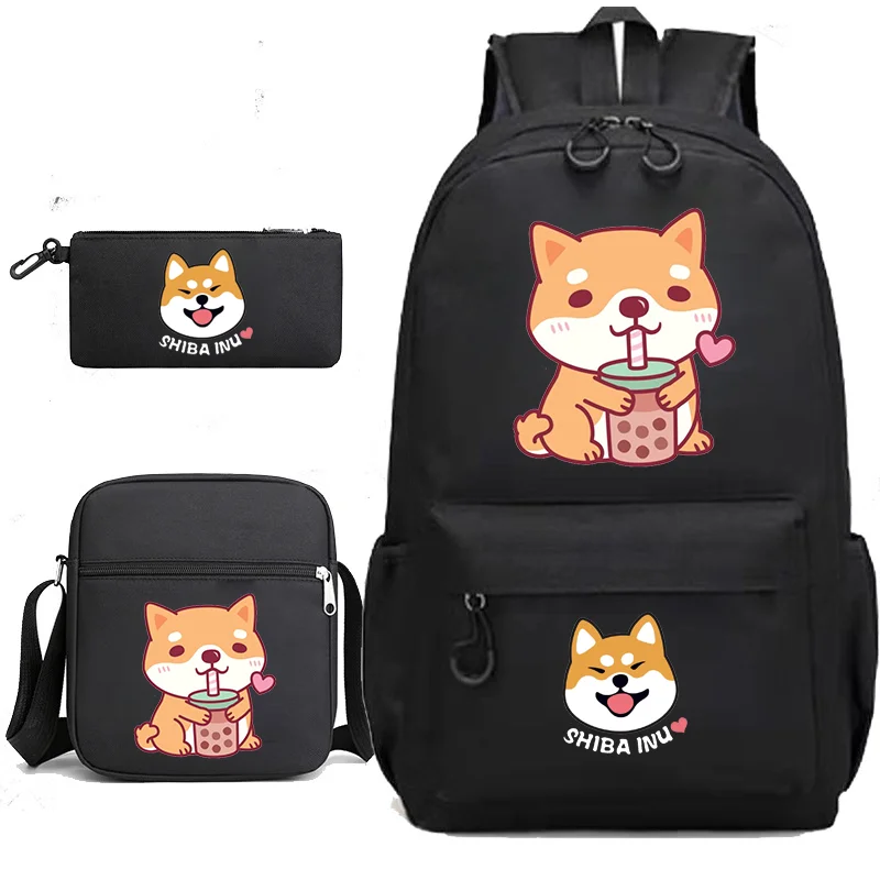 

Travel Bag Backpack Schoolbag for Teenage Shiba Loves Bubble Tea Cute Schoolbag Backpack Large College Bookbag Mochila Bookbag