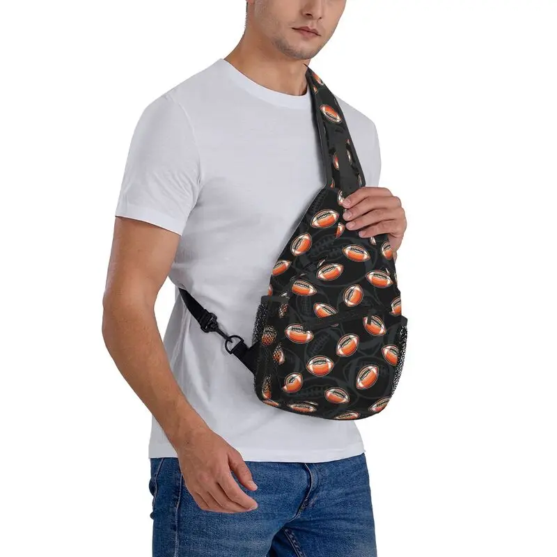 Bolso de pecho cruzado personalizado para hombres, mochila de hombro fresca para senderismo, fútbol americano, Rugby