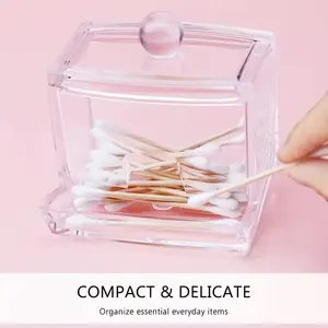 Cotton cotton ball storage box with lid, large capacity, transparent, acrylic, dispenser, bathroom, 1pc 9 Main Sales Cotet Port - №5