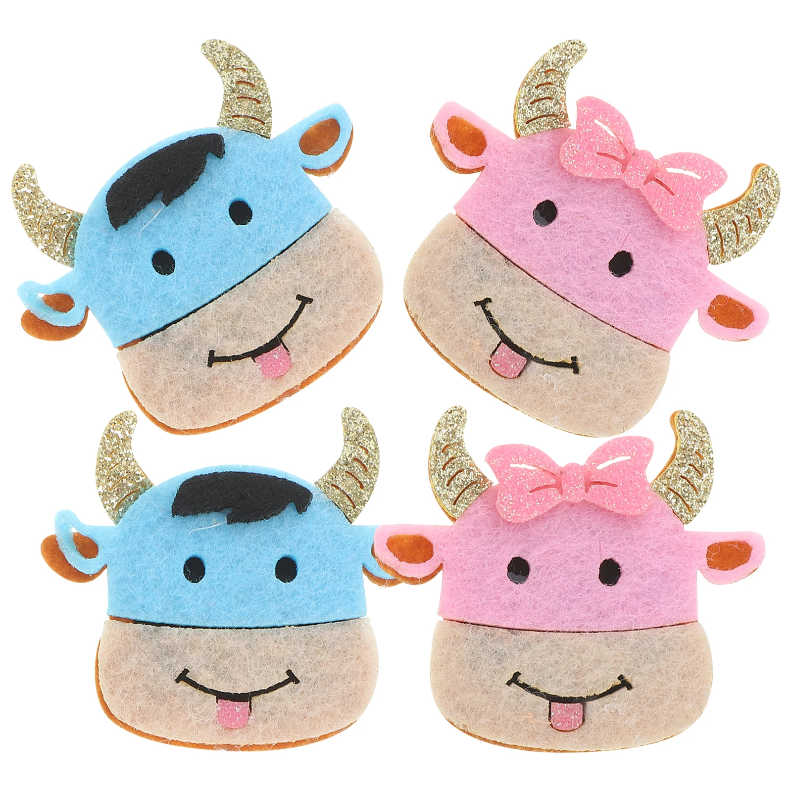 

4 Pcs Kids Hairpins Cow Pattern Decorative Bang Clips Daily Wear New Year Party Accessories R om Color 2 Pairs