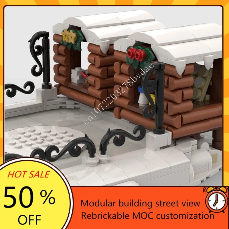 714PCS Winter village ice skating rink Modular MOC Creative street view Model Building Blocks Architecture DIY Model Toys Gifts