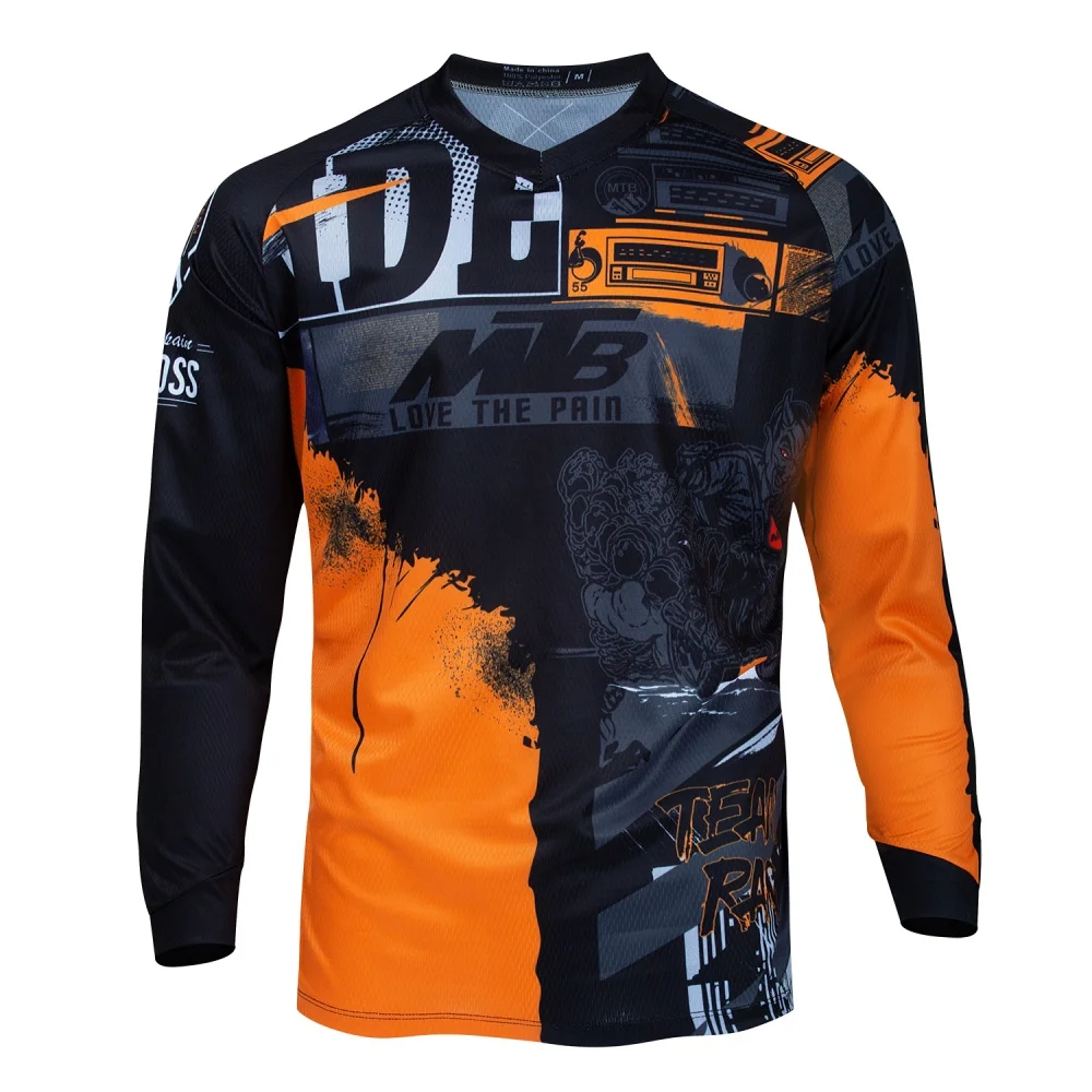 MTB Mountain Bike Long-Sleeve Cycling Jersey Trendy Print Breathable Outdoor Sports Top Riding Gear view 6