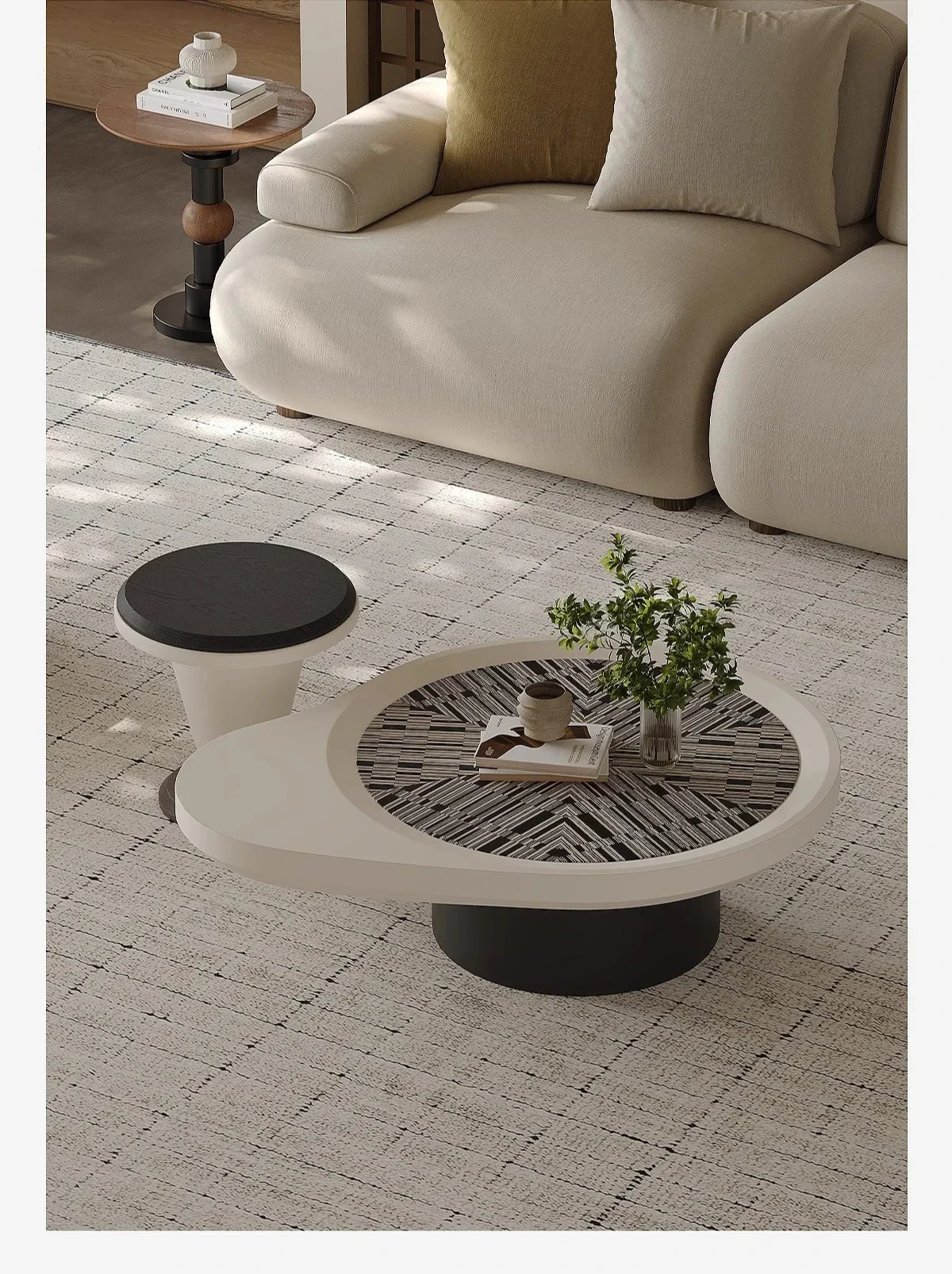 โต๊ะกาแฟทรงพิเศษทันสมัยเรียบง่ายสำหรับห้องนั่งเล่น ดีไซน์อิตาลี สร้างสรรค์ ชุดโต๊ะกาแฟ