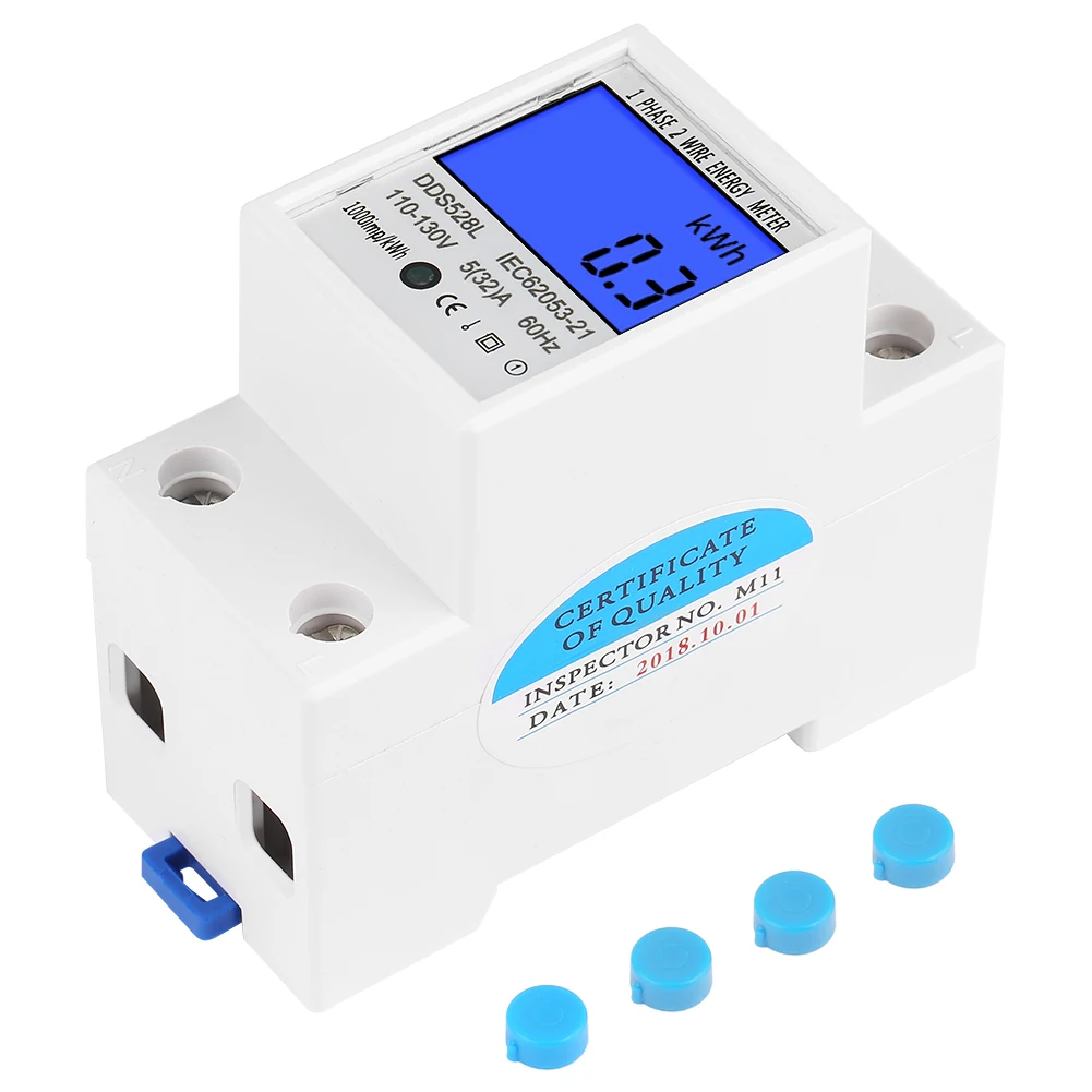 5‑32A  60Hz LCD Backlight Single Phase Energy KWh Meter DIN Rail Mounting