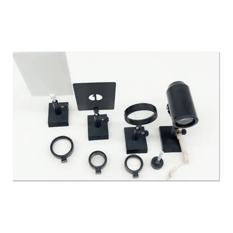 AB41-Optical Experiment Set Plano Convex Lenses Double Convex Lens Candle Holders 3 Set Screen Light Convex Concave Lens