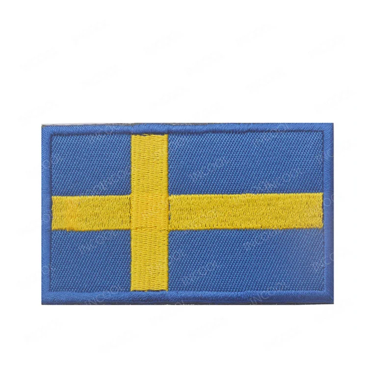 Sweden Flag IR Infrared Reflective Patches Appliqued PVC Rubber Flags Embroidered Patch For Clothing Backpack