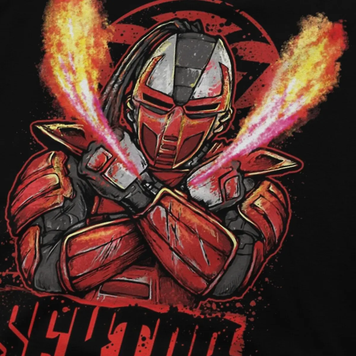 Sektor T-Shirt for Men Mortal Kombat Mk Games Vintage Tees Round Collar Short Sleeve T Shirt Summer Tops