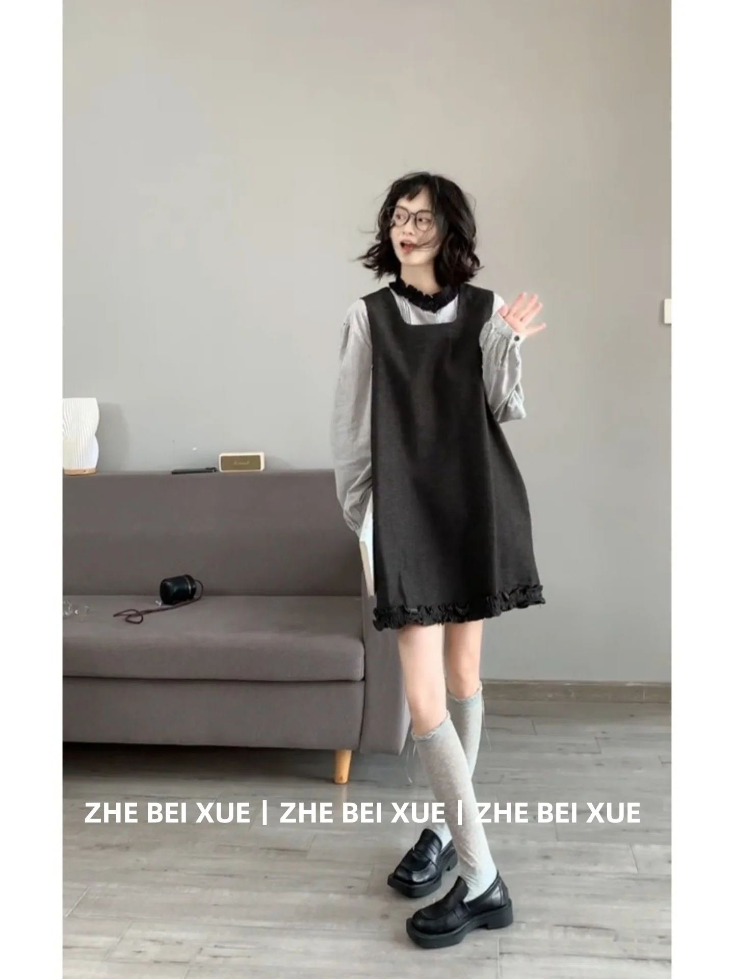 

Женский корейский комплект одежды Sle Long Sve в стиле пэчворк, Neline Dr, повседневный свободный крой, осенне-весенний сезонный ансамбль Faion