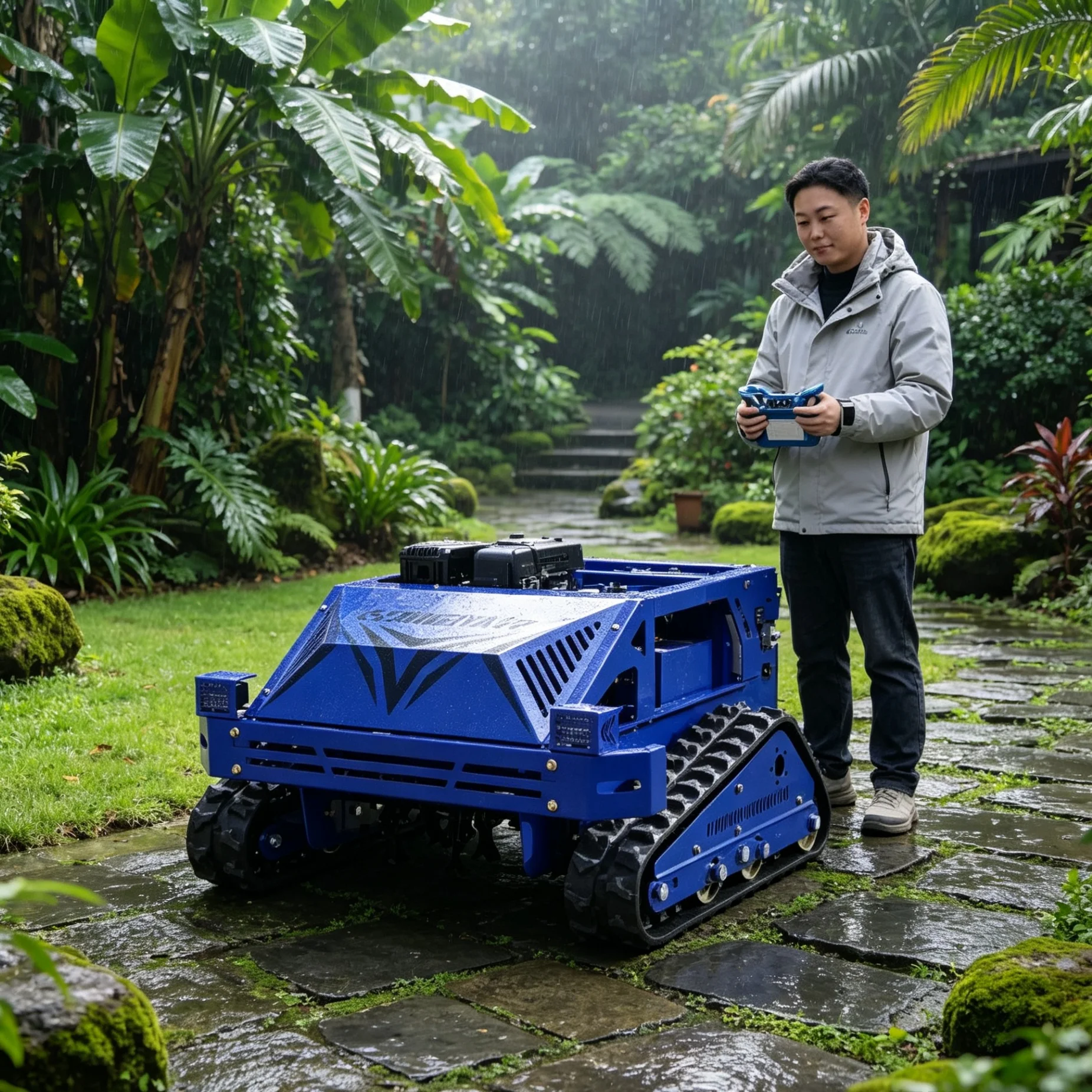 Customized intelligent robot lawn mower fits display screen and detachable snow shovel, community garden seasonal ground process