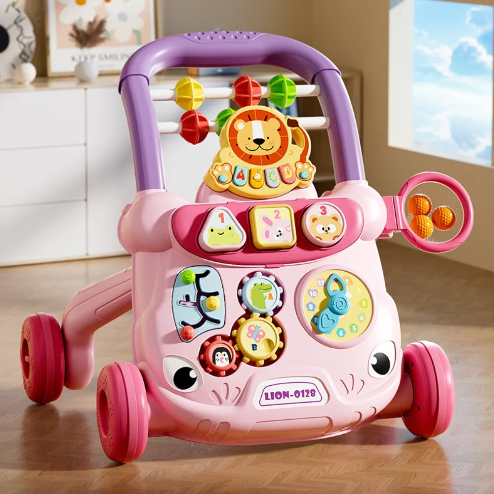 Cartoon Baby Walker Trolley Anti Rollover Sliding Walking Multiple Activities Music Lights Musical Baby Push Walker