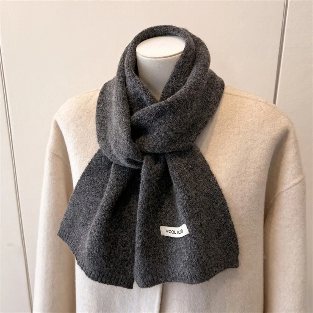 Large Solid Color Knitted Wool Scarf Cold-proof Windproof Long Thickened Neckscarf Soft Versatile Winter Scarf Winter